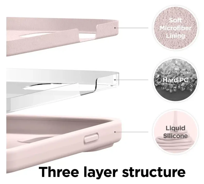 Shockproof Thickened Design Silicone Case Soft Feel - Sand Pink - Image 3