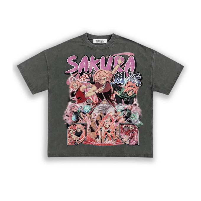 Sakura Naruto Tee - Ash Grey