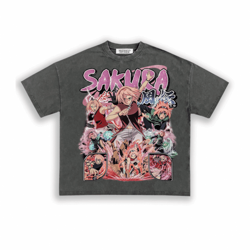 Sakura Naruto Tee - Ash Grey