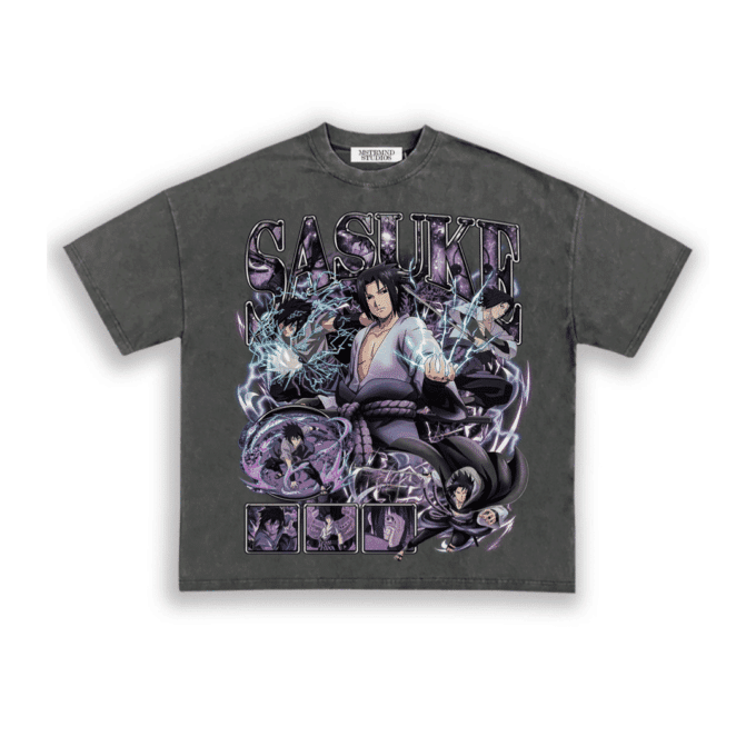 Sasuke Naruto Tee - Ash Grey